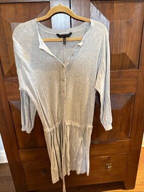 BCBG Heather Gray Henley Drawstring Tunic